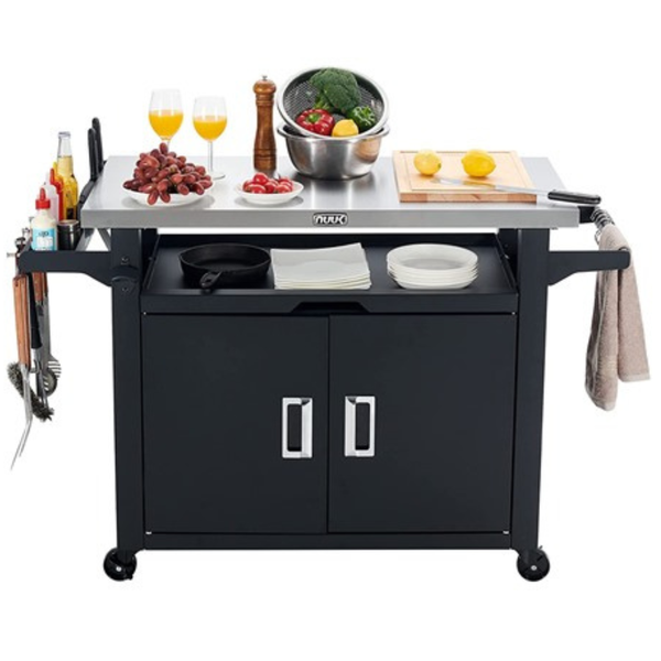 NUUK Pro 42" Rolling Outdoor Kitchen Island And BBQ Serving Cart