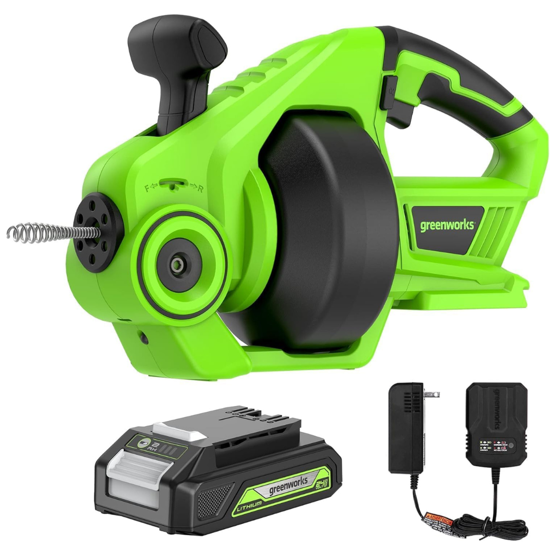 Greenworks 24V Cordless Drain Auger w/ 2.0Ah Battery & Charger