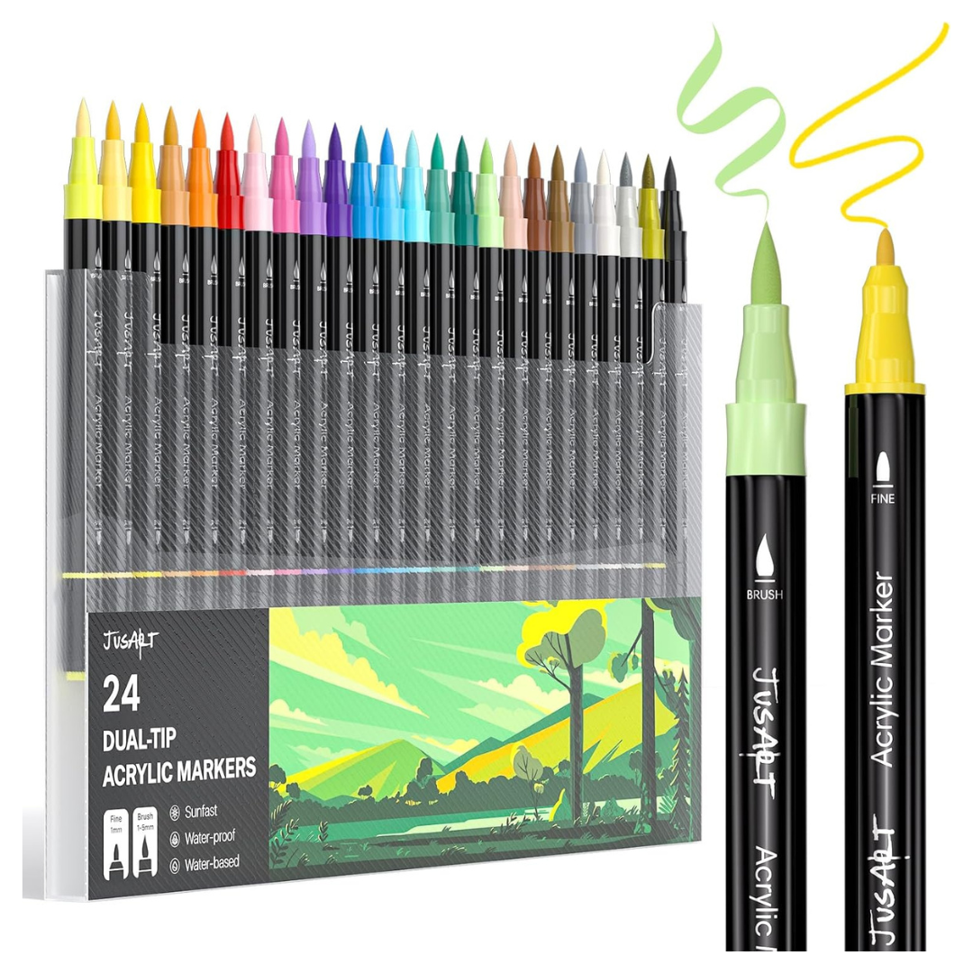 24-Count JusArt Dual Tip Acrylic Paint Pen Markers