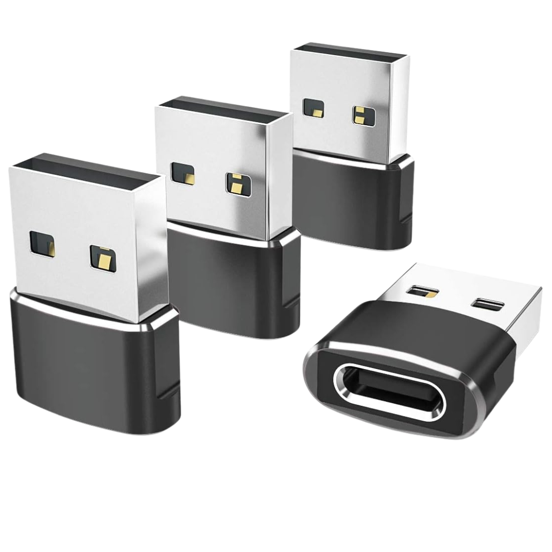 4-Pack Elebase USB-A To USB-C Adapter (Black)