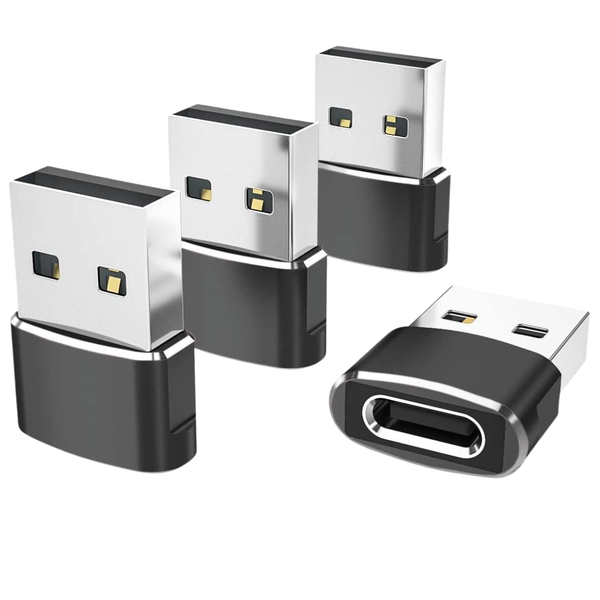 4-Pack Elebase USB-A To USB-C Adapter (Black)