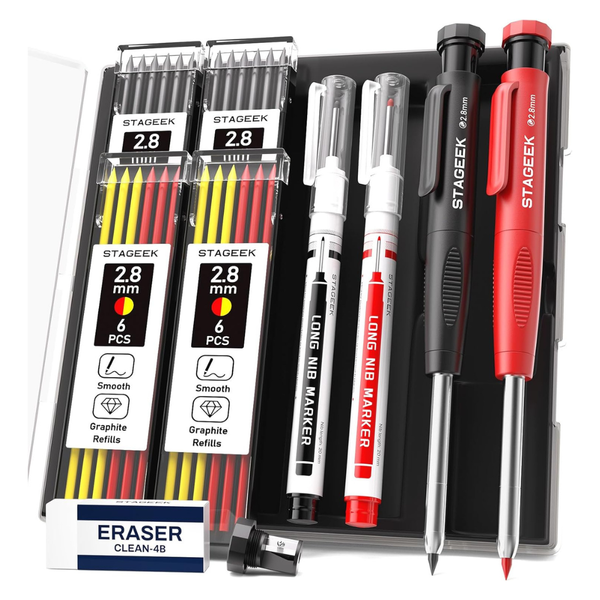 2-Pack Carpenter Mechanical Pencils With Sharpener