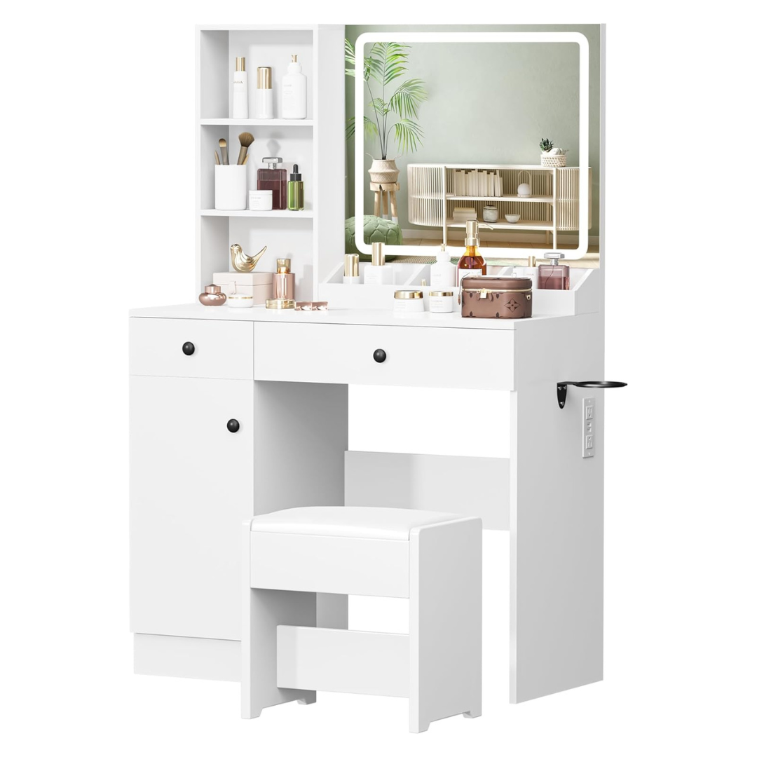 White Makeup Vanity Table With Drawer