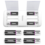 8-Pack Rechargeable Lithium AA Batteries with Fast Charger