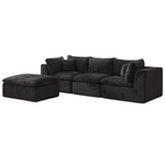 Sthouyn 114" Modern Black Boneless Sectional Couches W/Ottoman