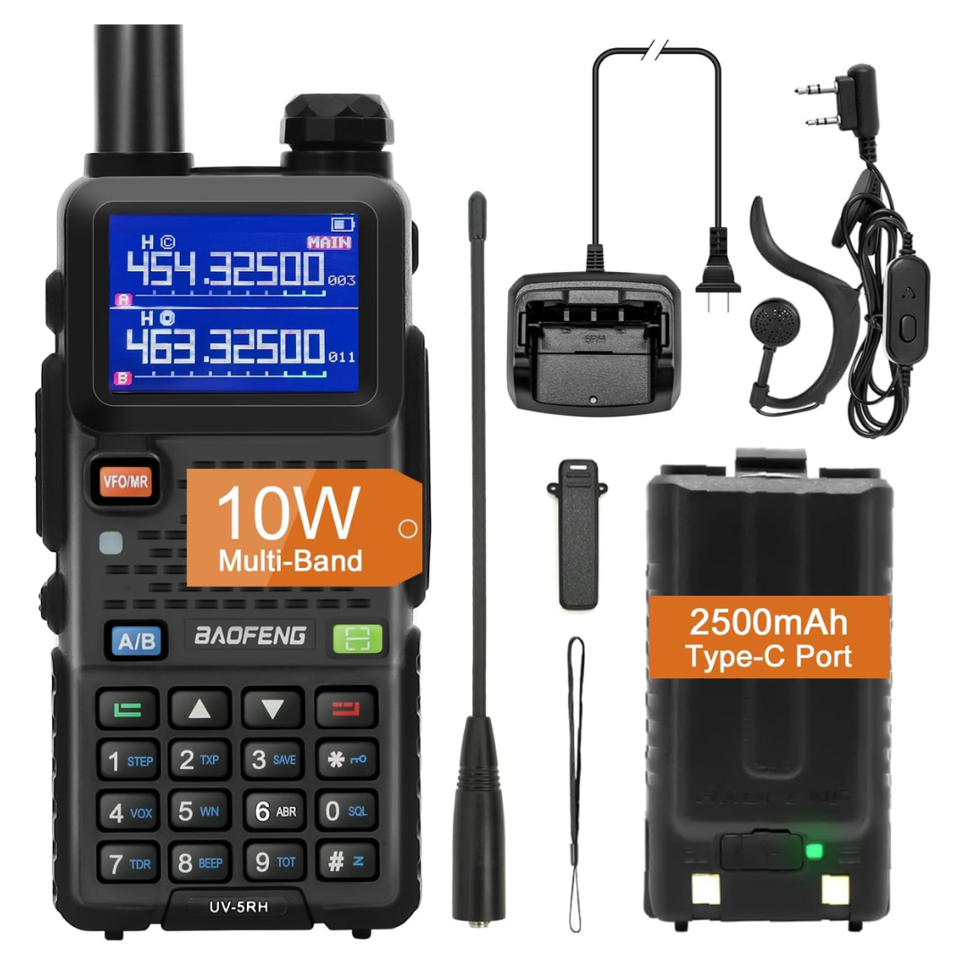 5RM 10W Dual-Band Portable Ham Radio W/ NOAA & Type-C Charging