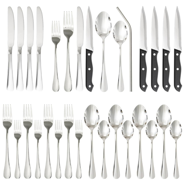 24-Piece 4 Food-Grade Stainless Steel Flatware Set