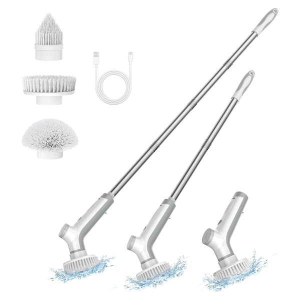 Cordless Electric Spin Scrubber W/ 3 Replaceable Heads