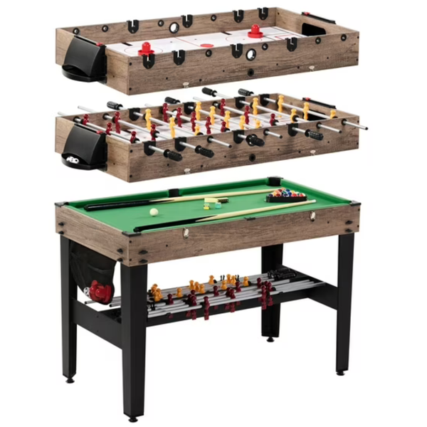 48" 3-In-1 Multi Game Table: Pool, Air Hockey & Foosball