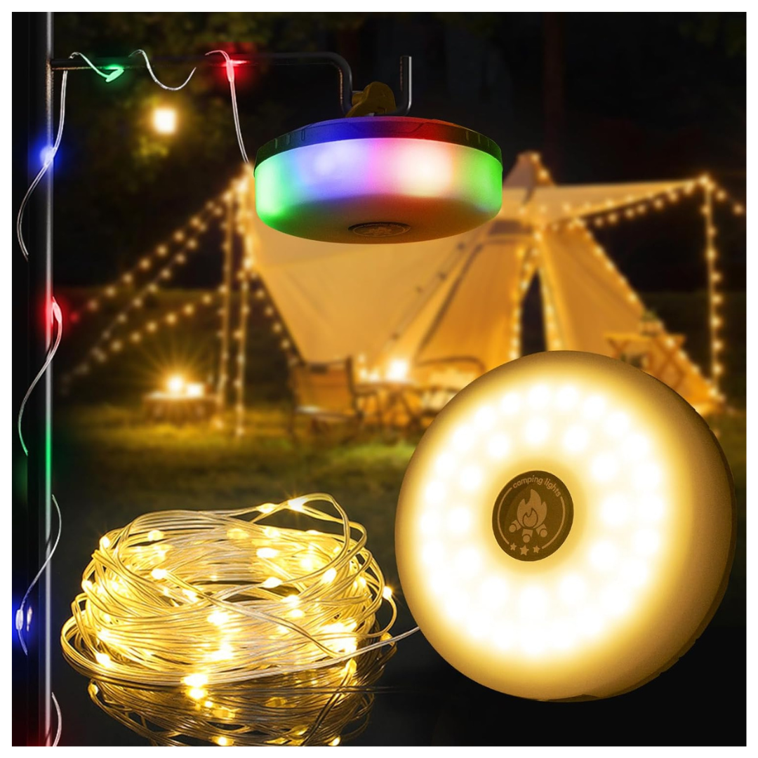 DGE 2-in-1 32.8" Retractable RGB LED Portable String Light
