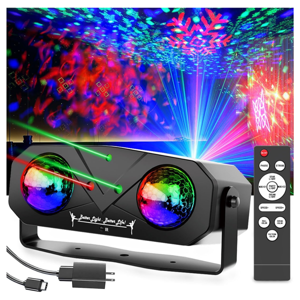 Sound-Activated Rotating Disco Light With Star Projector