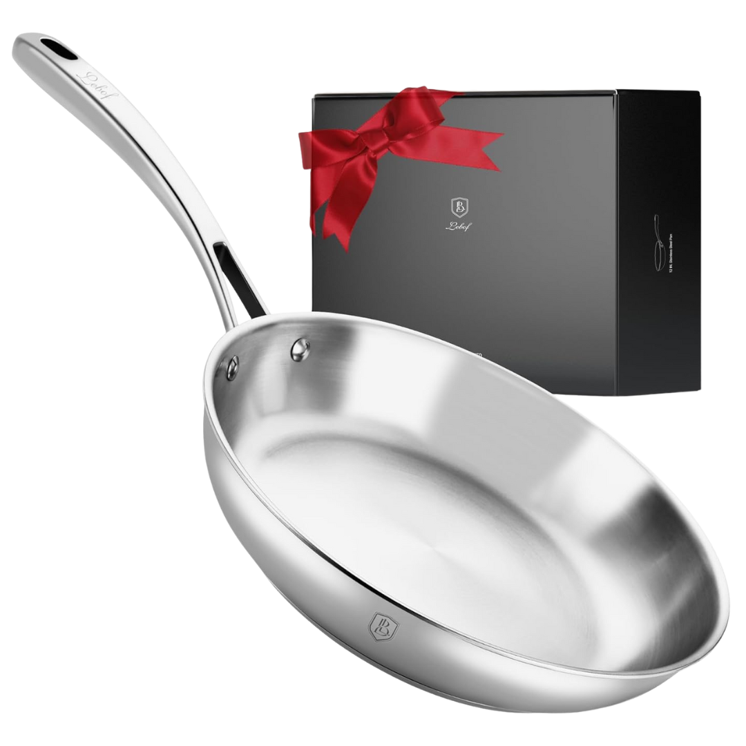 12" Stainless Steel Frying Pan With 5-Ply Clad Base