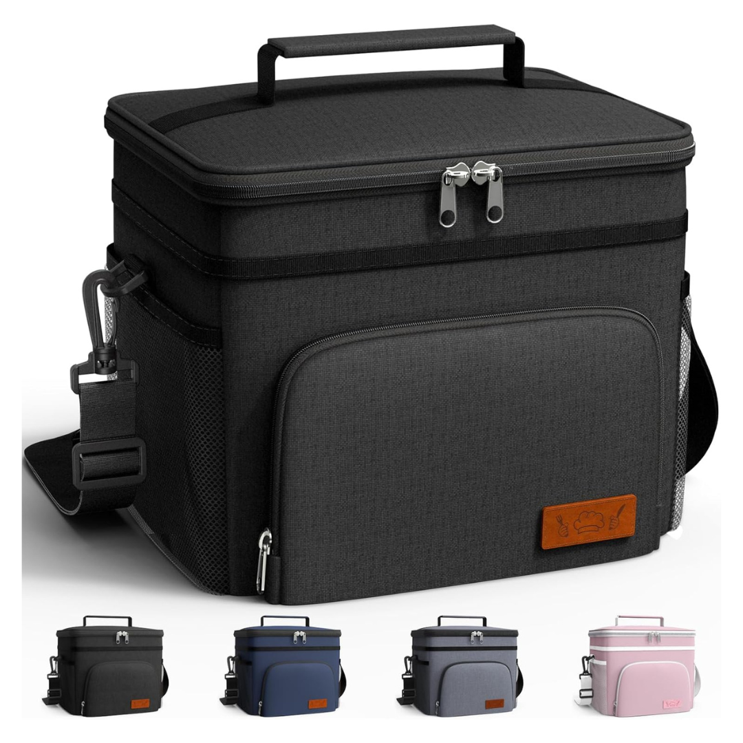 HOTOR 9L Insulated Leak-Proof Lunch Box Cooler Bag With 4 Pockets (Black)