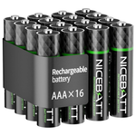 16-Count Nicebatt 1100mAh Rechargeable AAA Batteries