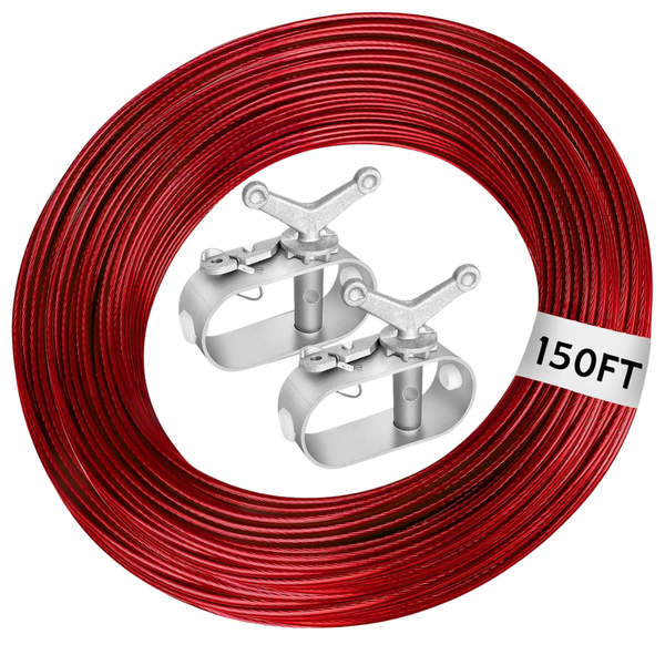 150ft Plastic-Coated Steel Pool Cover Cable And Winch Kit