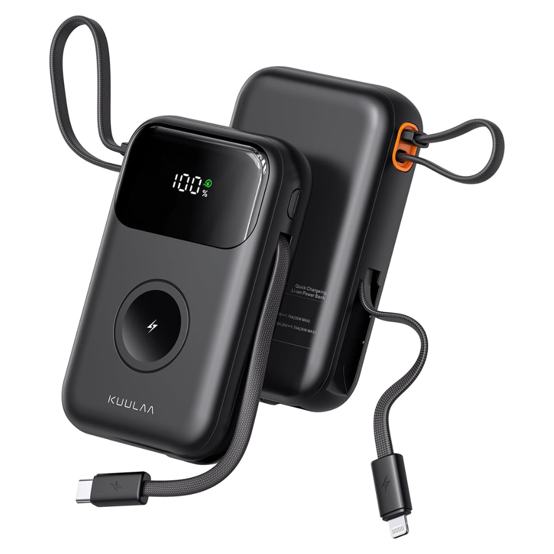 10000mAh 22.5W Fast Charging Portable Power Bank W/Built-in Cables