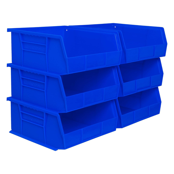 6-Pack Akro-Mils 30235 AkroBins Stackable Plastic Storage Bins (Blue)