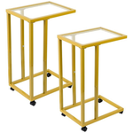 Tempered Glass Couch C-Shaped End Table Set of 2