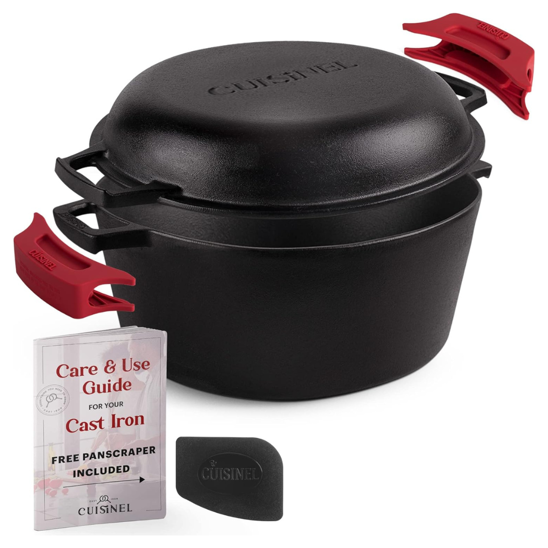 Cuisinel 7-Qt Cast Iron Dutch Oven With Skillet Lid