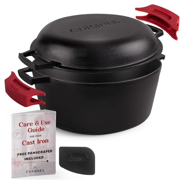 Cuisinel 7-Qt Cast Iron Dutch Oven With Skillet Lid