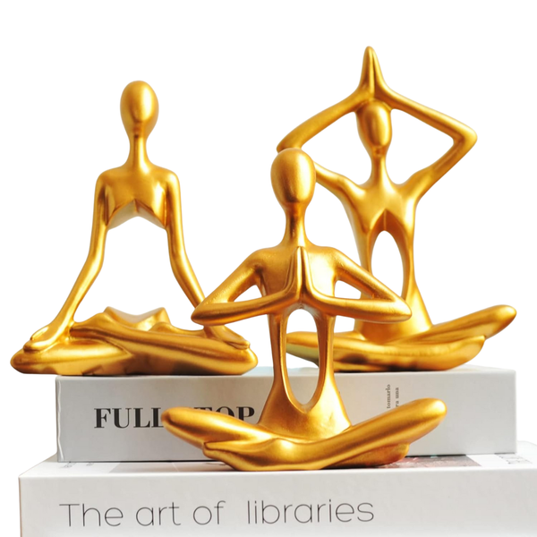 PlotX 3-Piece Gold Yoga Statues Set