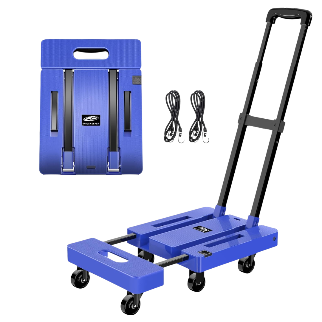 Portable Folding Hand Luggage Cart W/ 6 Wheels & 2 Elastic Ropes