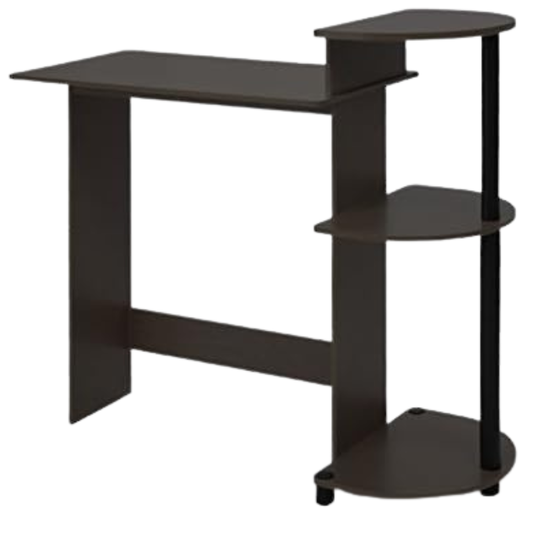 Furinno Compact Computer Desk With Shelves (Espresso/Black)