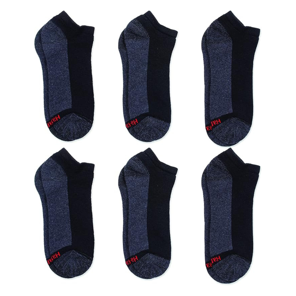 6-Pairs Hanes Men's Max Cushion Low Cut Socks (6-12 In Black/Grey)
