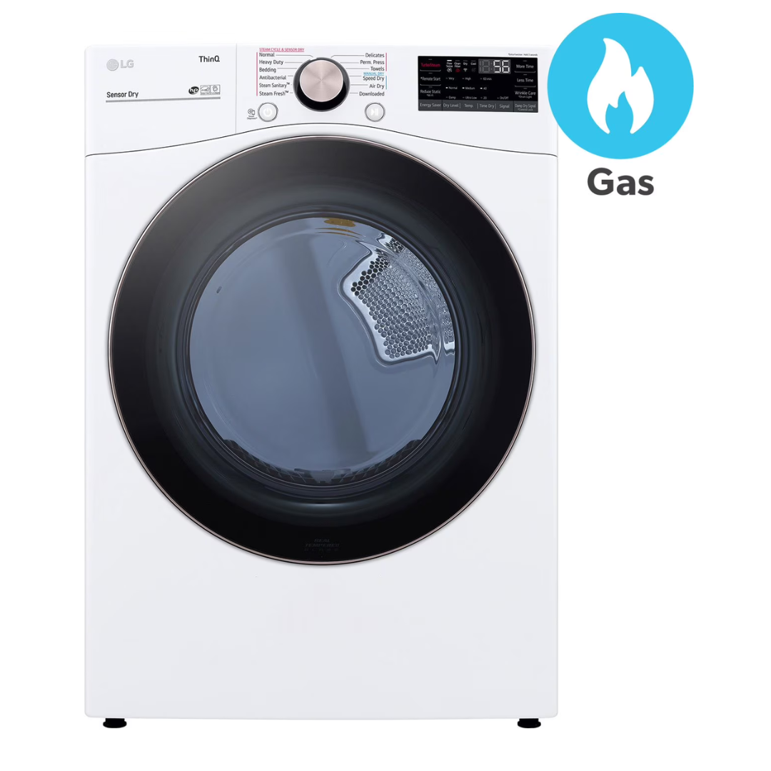 LG 7.4 Cu. Ft. White Smart Wi-Fi Enabled Front Load Gas Dryer