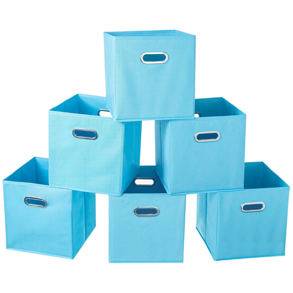 6-Pack Foldable Cube Fabric Cloth Storage Baskets w/Dual Handles