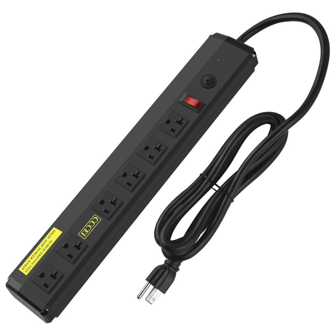 6 Outlet CCCEI 20 Amp Heavy Duty Power Strip With 10 FT Cord