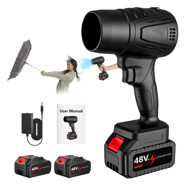 500000 RPM Turbo Power 21V Cordless Leaf Blower W/2 x Batteries