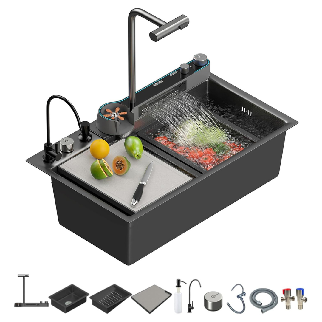 Modern Honeycomb Embossed Multi-Function Single Kitchen Sink