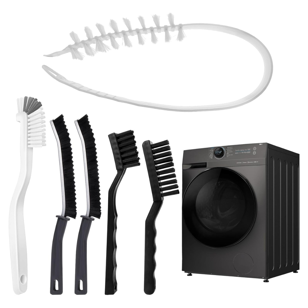 6-Piece Washing Machine Cleaning Brush Kit With Drum And Crevice Brushes
