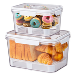 2 Pcs Time Recording Bread Storage Container With Lid & Handle