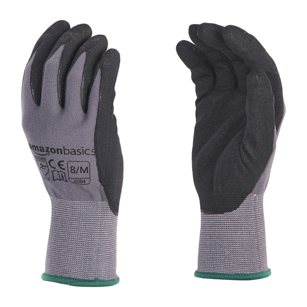 12-Pairs Amazon Basics Micro-Foam Nitrile Coated Work Gloves