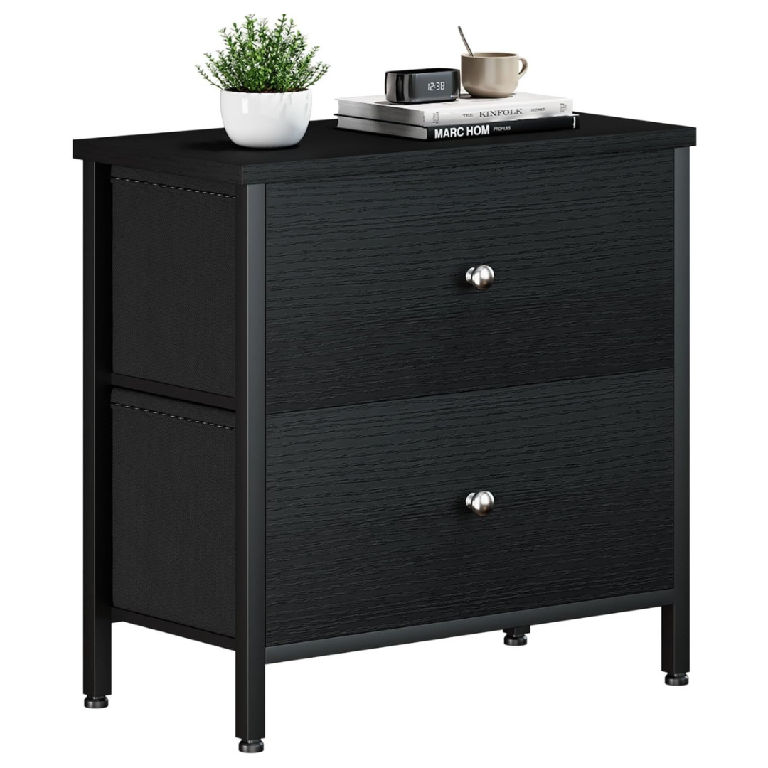 Boluo Nightstand 2 Fabric Drawers Modern Dresser