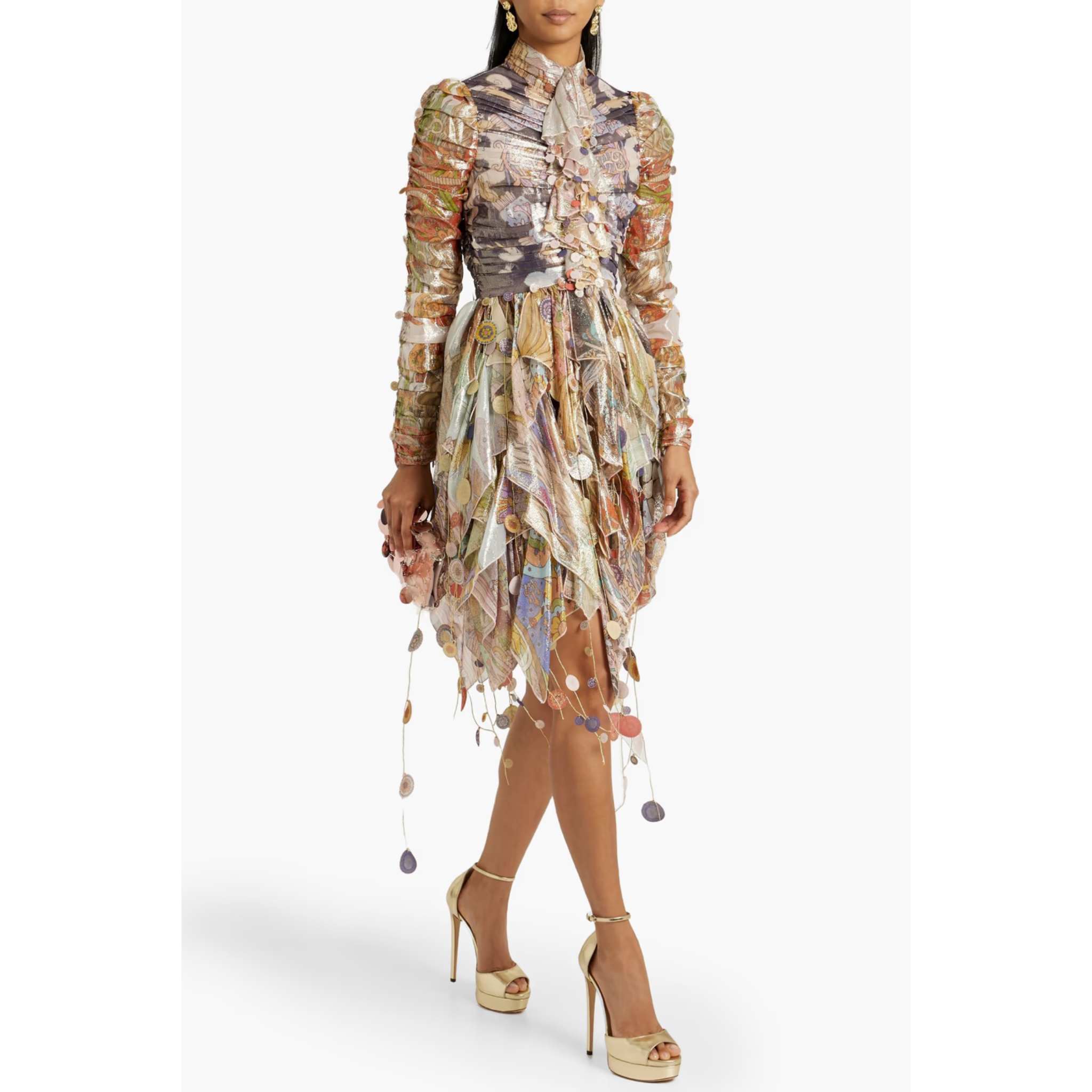 Zimmermann Embellished metallic printed chiffon dress