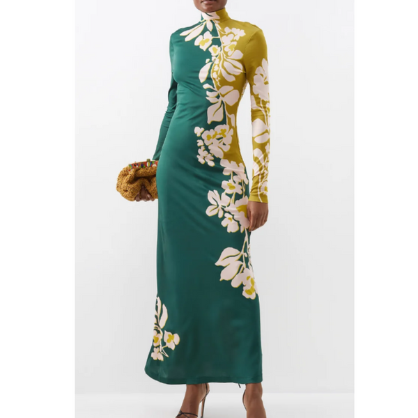 La DoubleJ Green Halle Jasmine-Print Jersey Dress