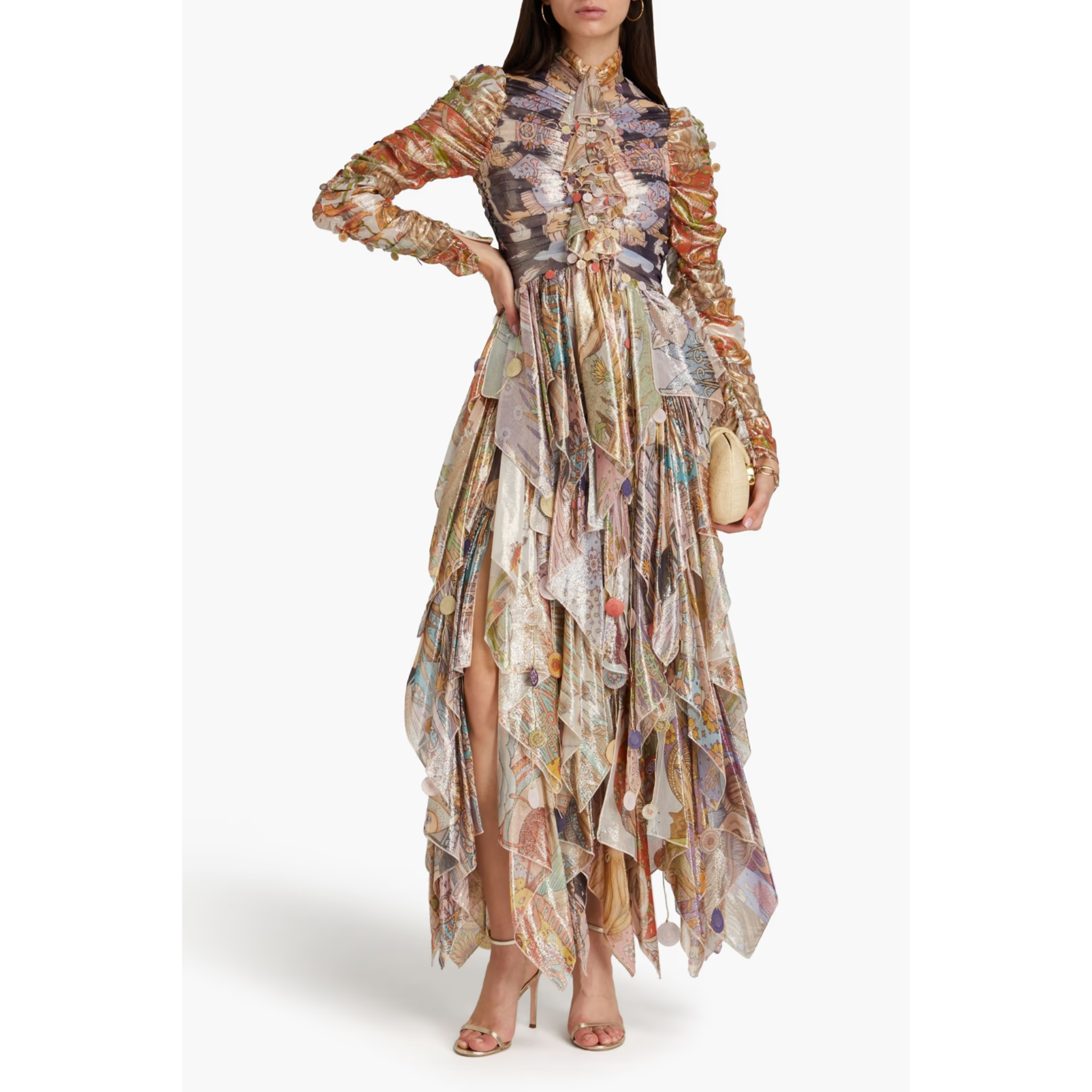 Zimmermann Ruffled printed lamé maxi dress
