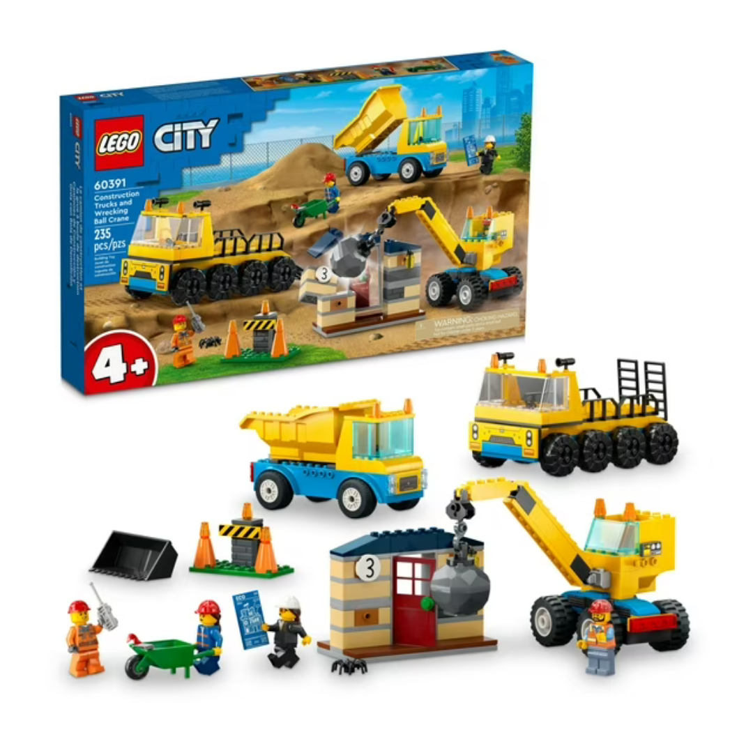 235-Pieces Lego City Construction Trucks and Wrecking Ball Crane