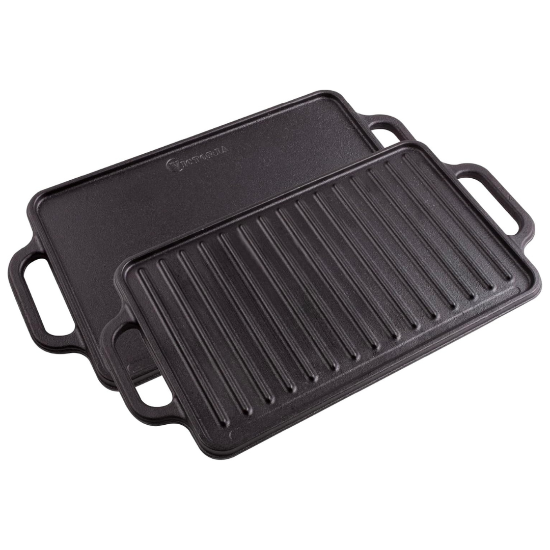 Victoria 13'' x 8.5'' Rectangular Cast Iron Griddle (GDL-189)