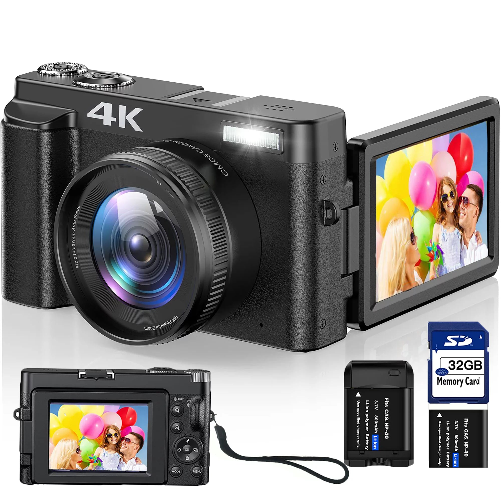 4K Digital Camera with 32GB SD Card