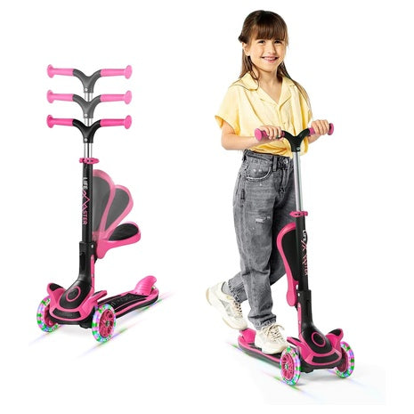 3-Wheel Light-Up Scooter With Foldable Seat