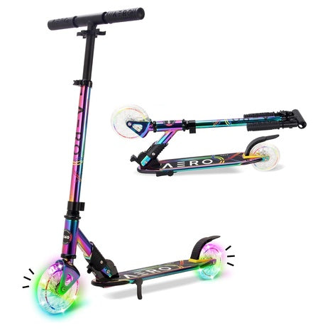 Aero Kids Foldable & Height Adjustable 2-Wheels Kick Scooter W/ Lights