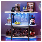 VASAGLE LED Coffee Bar Cabinet With Power Outlets & Wine Rack