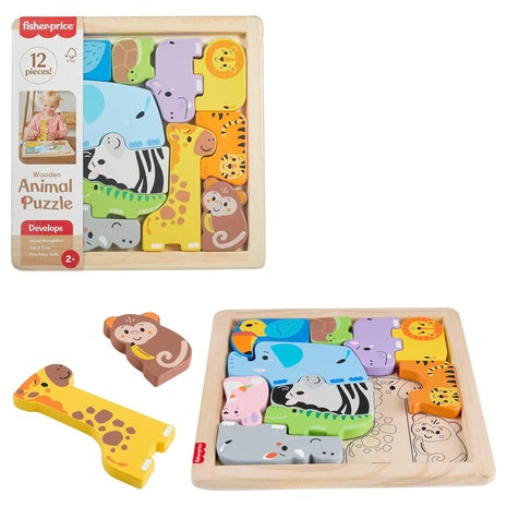 Fisher-Price Wood Toddler Toy Animal Puzzle