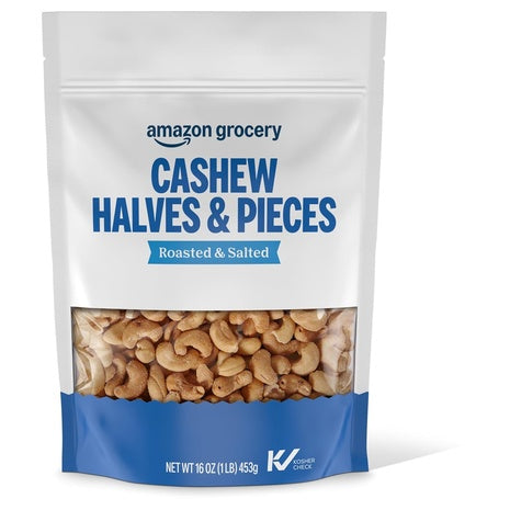 Amazon Grocery Roasted & Salted Cashew Halves & Pieces (16oz)