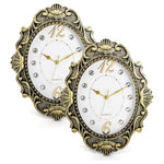 2-Pack 14" Vintage Antique Plastic Oval Silent Non Ticking Clock