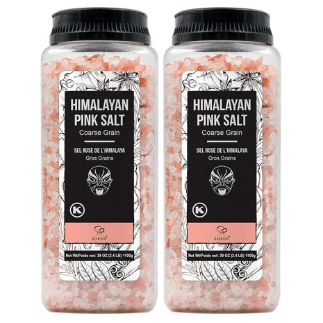 2 Bottles Soeos Himalayan Pink Coarse Grain Salt Refills
